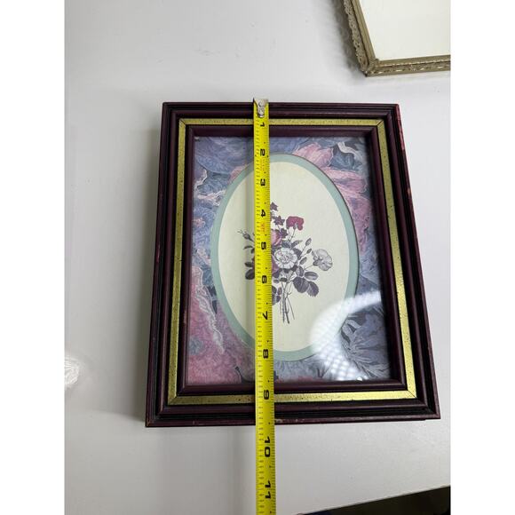 Vintage Gold/Mahogany Botanical/Floral pictures set of 2 - Picture 5 of 9